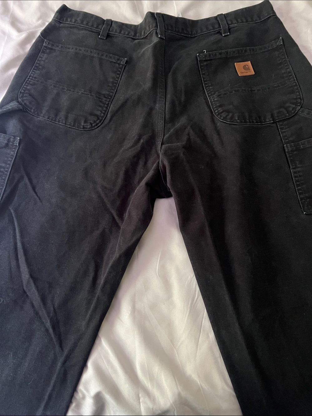 Carhartt Men's Black Cargo Work Pants with Back Patch